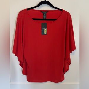 🆕 Ralph Lauren Women's Red Flowy Blouse, New with Tags, Size Small